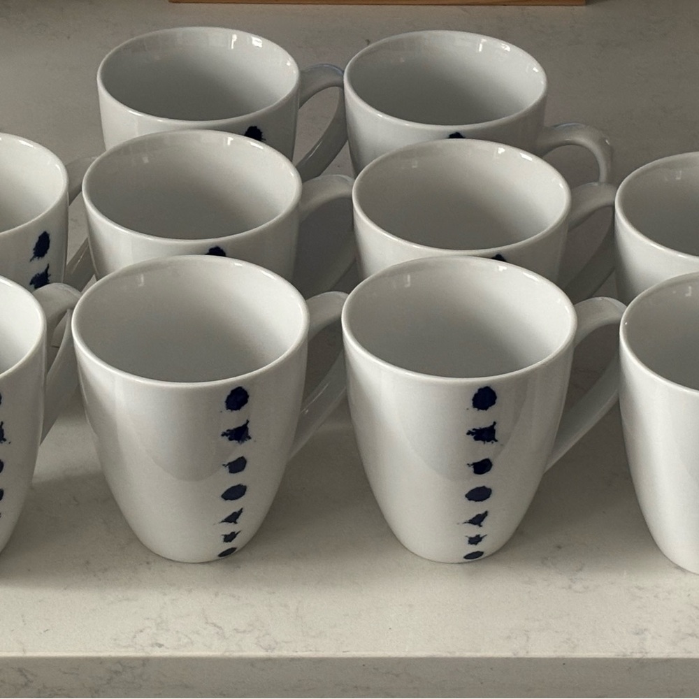 West Elm Blue Splatter Mugs - 10